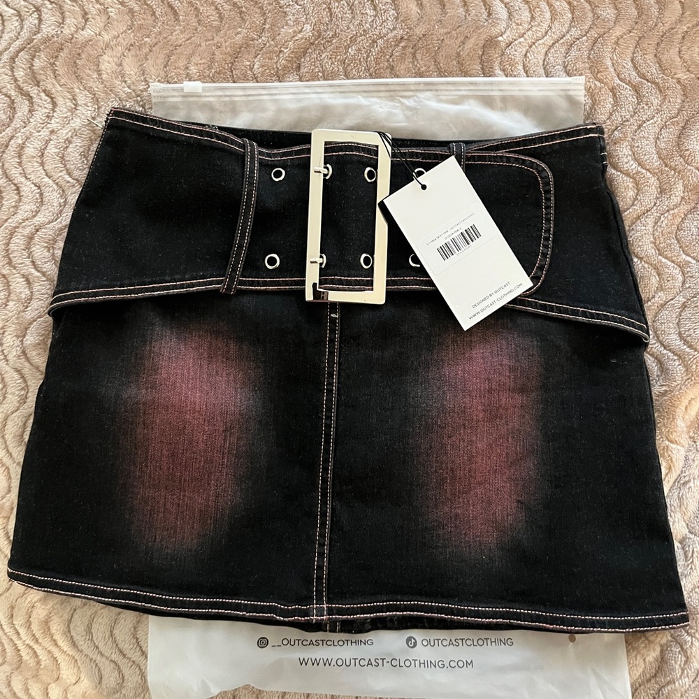 OUTCAST ZEV MINI SKIRT PINK DENIM